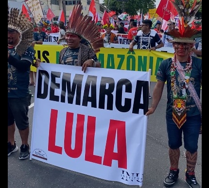 Manifestação realizada no sábado (15/11) durante a COP30